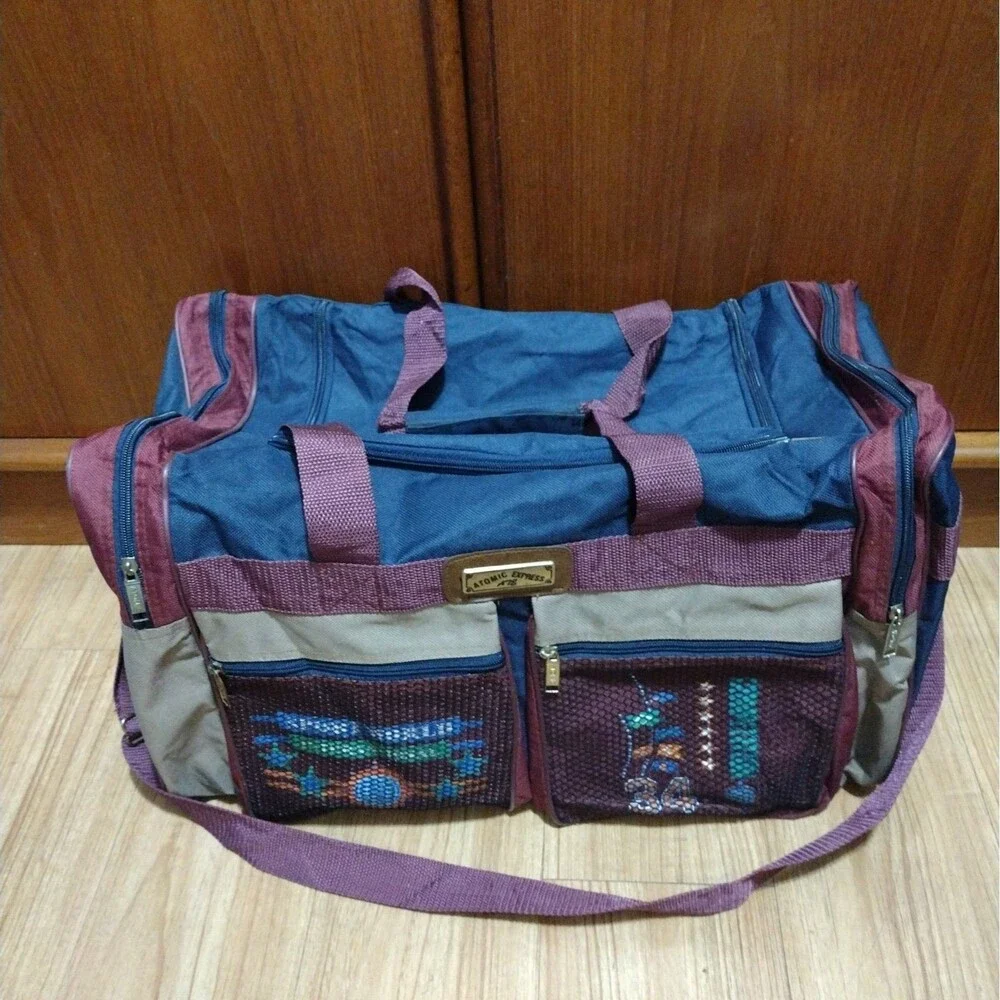 Vintage 90s Atomic Express Duffel Bag Travel Weekender Gym Retro Colors Large